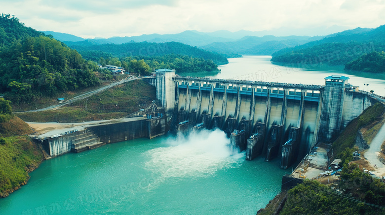 绿水青山户外水利大坝建筑图片