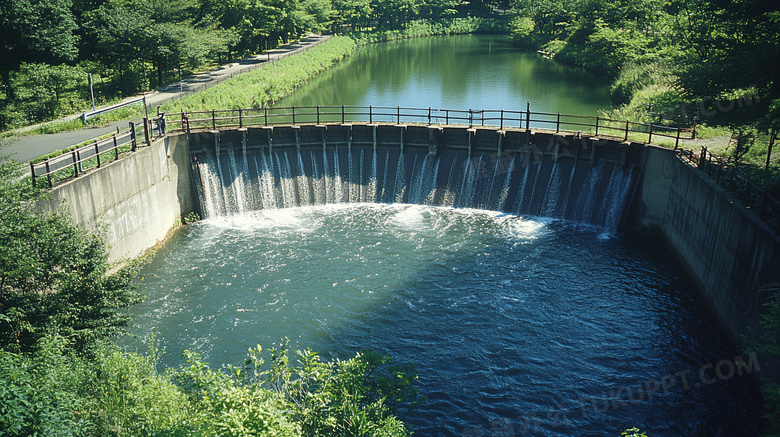 青山绿水野外水利大坝建筑图片