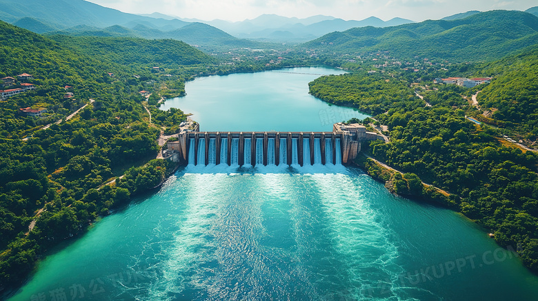 青山绿水户外水利大坝建筑图片