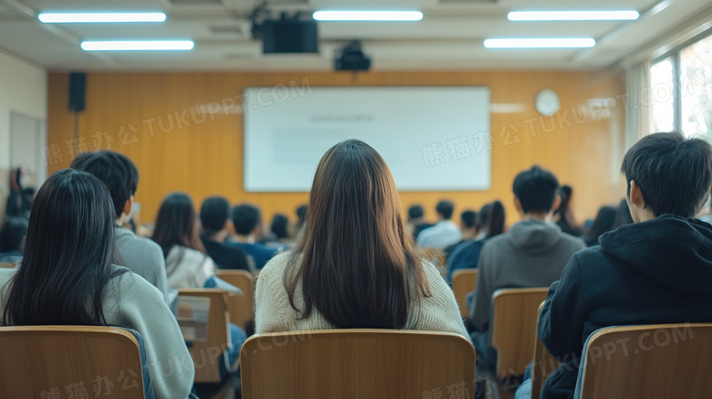 大学教室学生正在听讲座背影图片