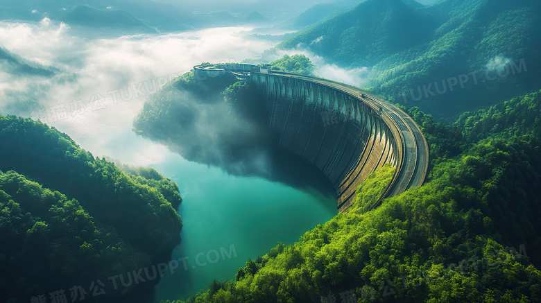 大坝建筑鸟瞰图图片