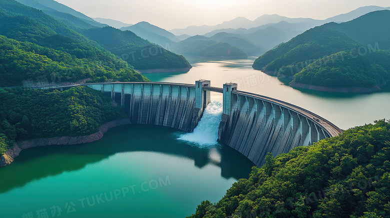 大坝建筑鸟瞰图图片