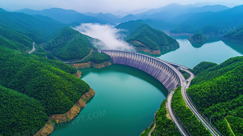 大坝建筑鸟瞰图图片