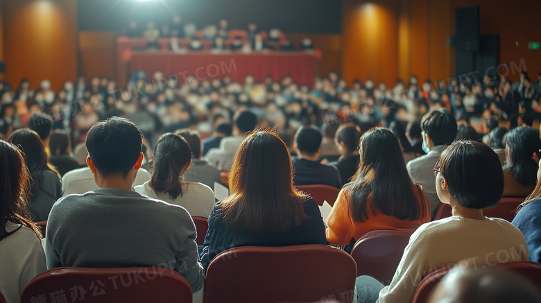 大学学术报告会的学生背影图片