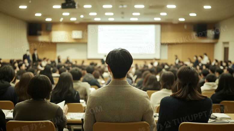 大学学术报告会的学生背影图片