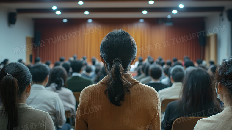 文化讲座众人背影图片