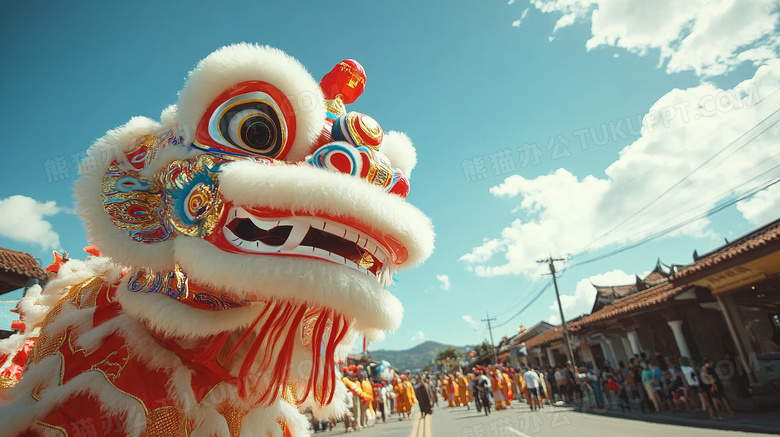 新年喜庆舞狮醒狮图片