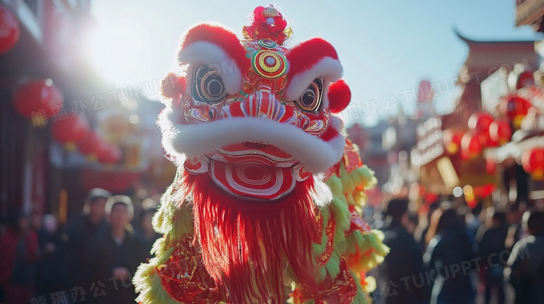 新年喜庆舞狮醒狮图片