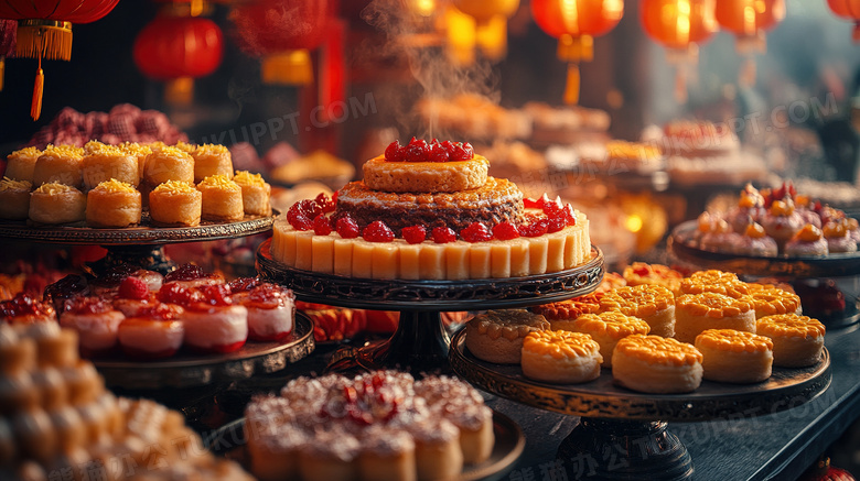 新年春节中式糕点美食图片