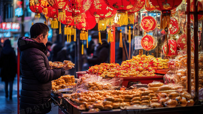 中国新年购买年货图片