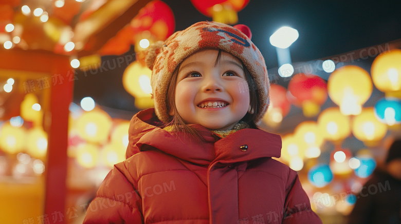 参观元宵节花灯会的孩子图片