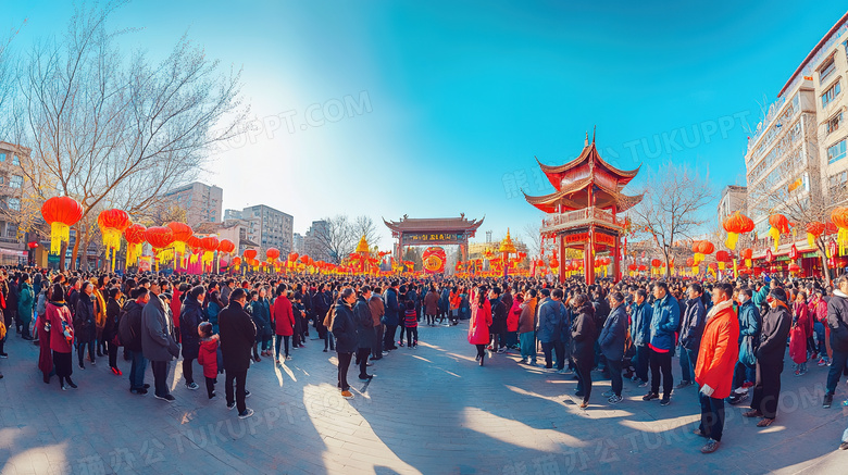 春节元宵节热闹的广场图片