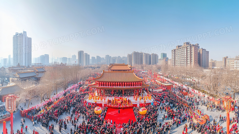 春节元宵节热闹的广场图片