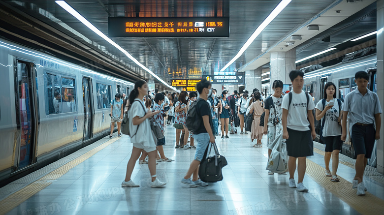 地铁站内的人们图片