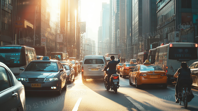 繁忙的城市马路图片