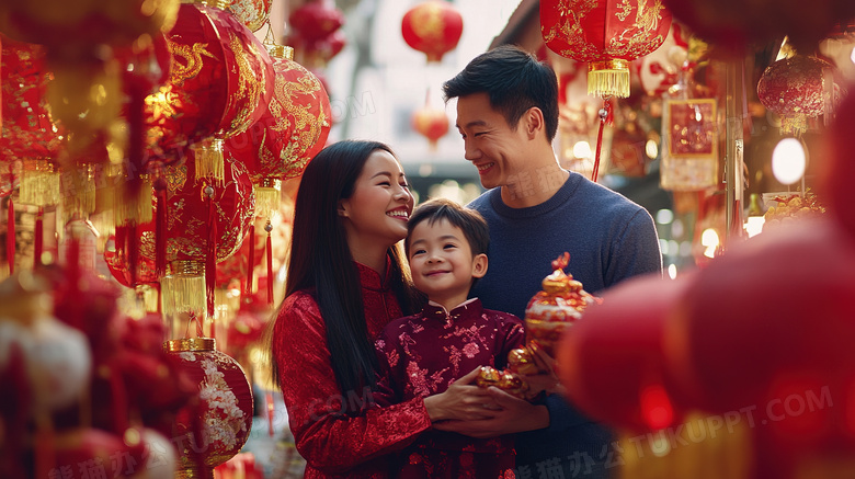 春节过年家人买年货办年货图片