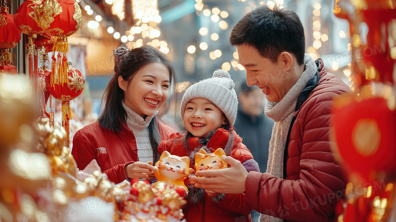 春节过年家人买年货办年货图片