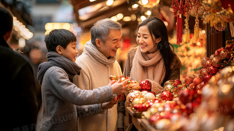 春节过年家人买年货办年货图片