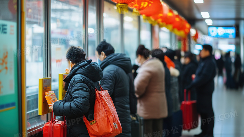 春运车站买票的乘客图片