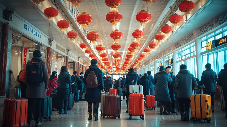 春节春运的车站大厅候车厅图片