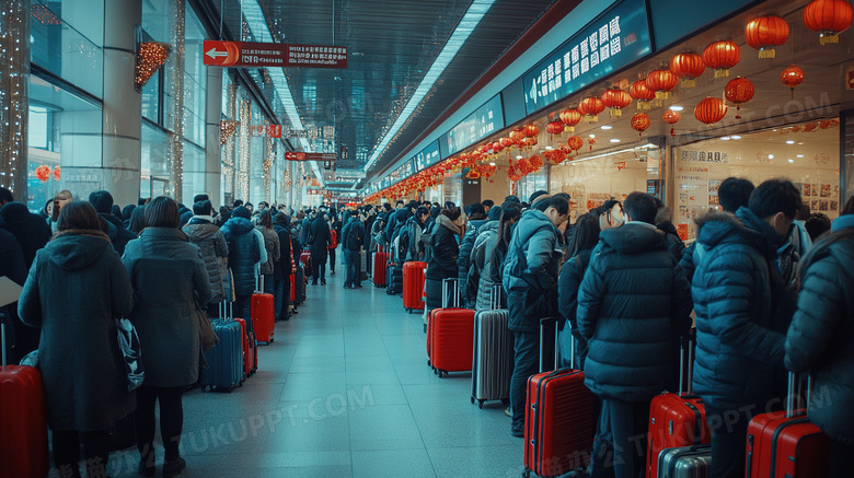 春节春运的车站大厅候车厅图片