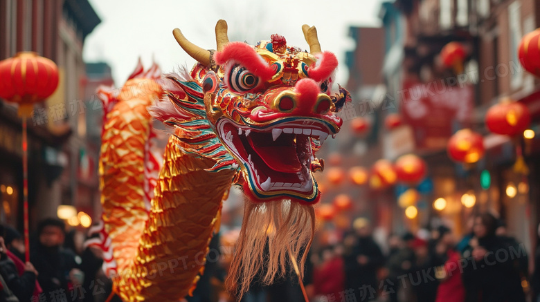 新年春节街头舞龙图片