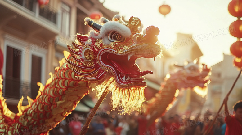 新年春节街头舞龙图片