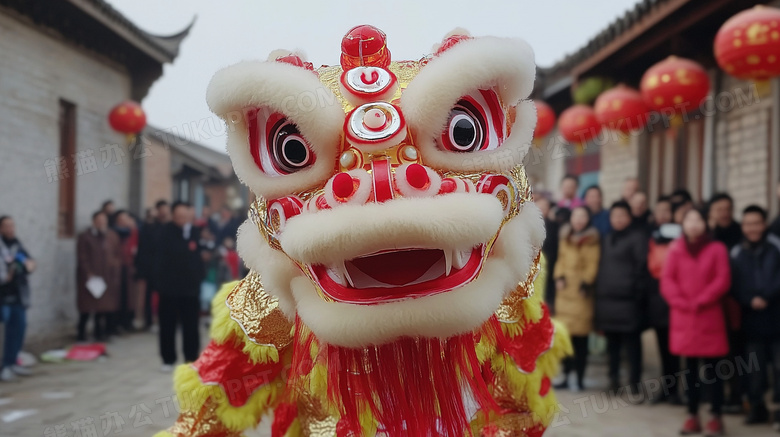 春节新年舞狮图片