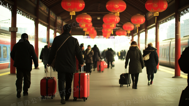 春节新年车站回家图片