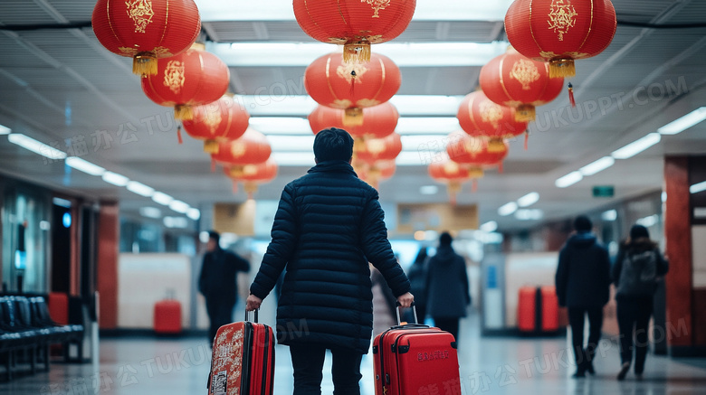 春节新年车站回家图片