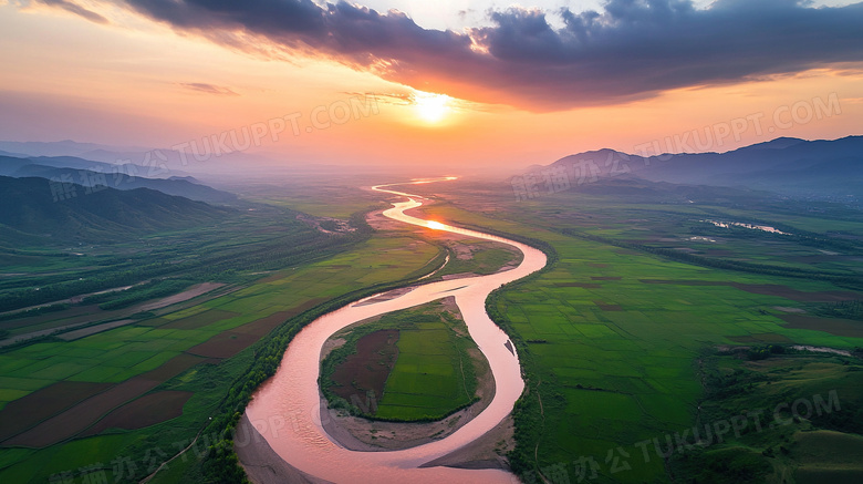 俯视黄河河水风景图片