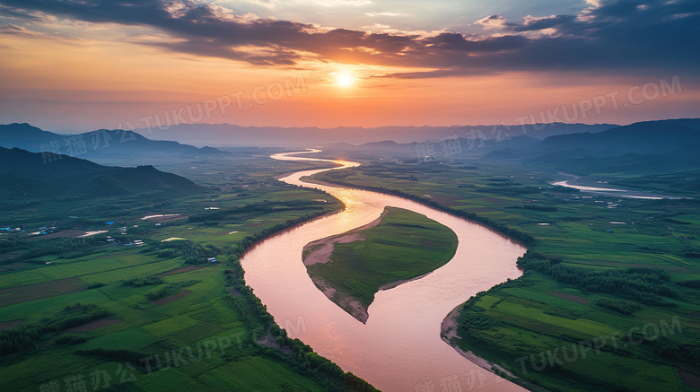 俯视黄河河水风景图片