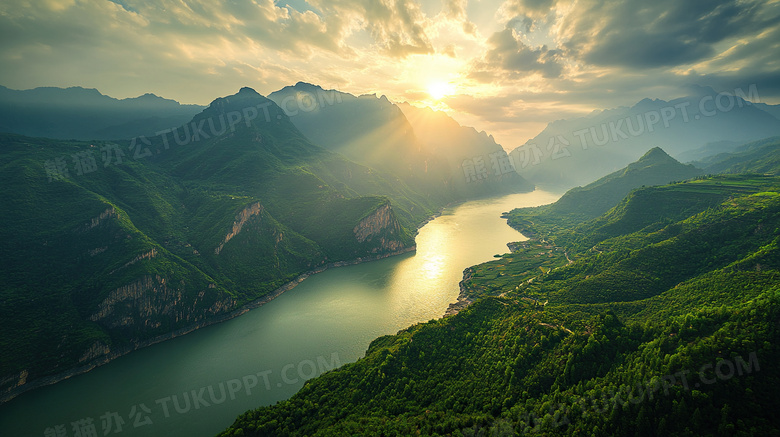 俯视黄河河水风景图片