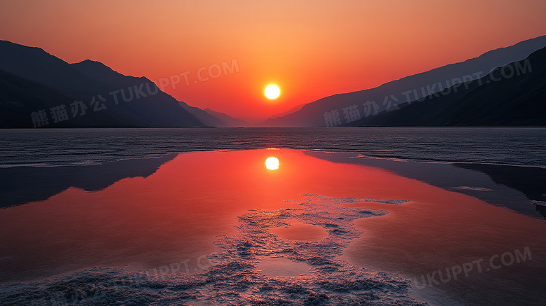 夕阳黄河河水风景图片