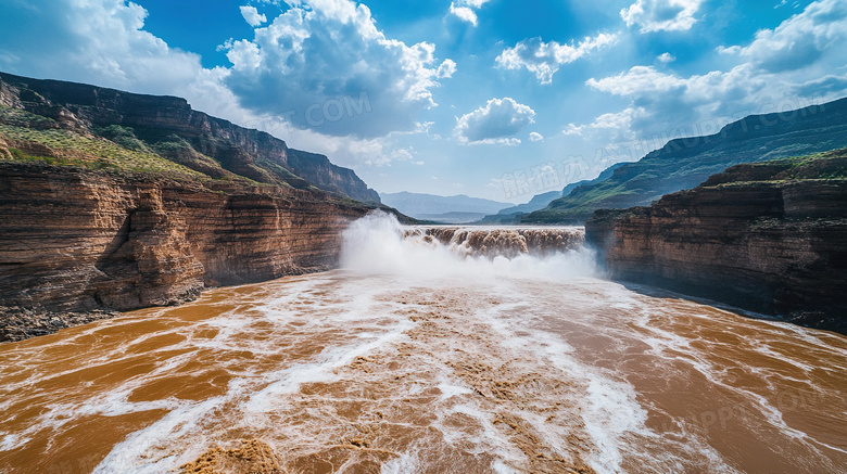 奔腾黄河河水风景图片