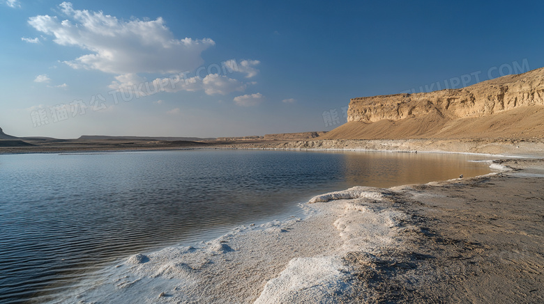 戈壁滩黄河河水风景图片