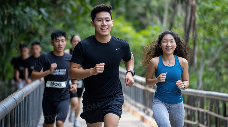 年轻人马拉松长跑运动图片