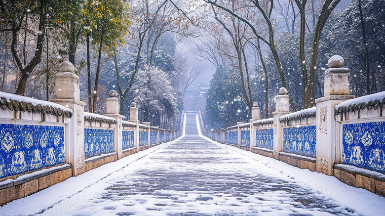 寒冬冬天户外室外雪景下雪天图片