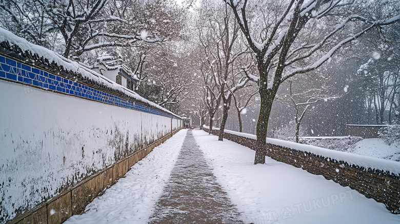 寒冬冬天户外室外雪景下雪天图片