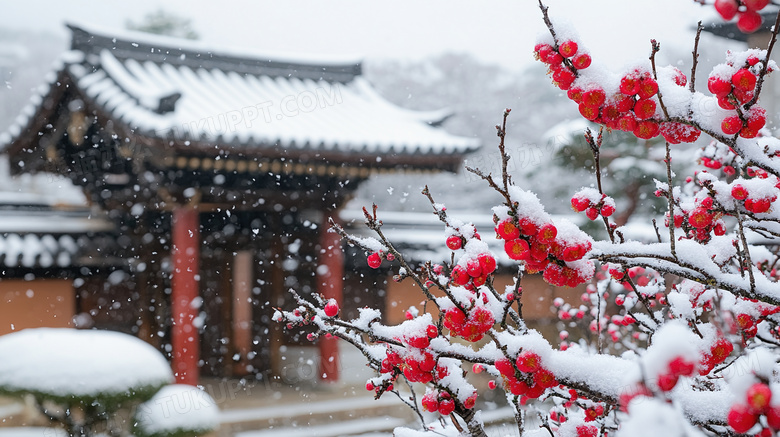 冬天冬季被雪覆盖的花朵下雪天雪景图片