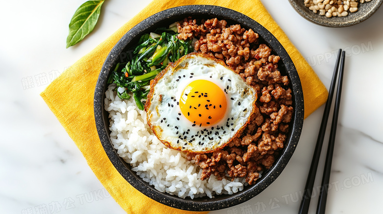 韩国美食食物食品美味的石锅拌饭图片