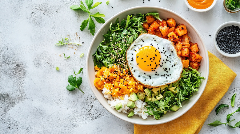 韩国美食食物食品美味的石锅拌饭图片