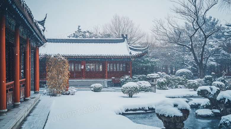 冬天古建筑雪景风景图片