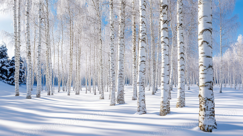 冬天树林森林雪景图片