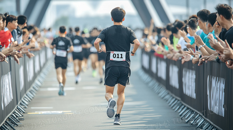 城市街道马拉松长跑体育运动人群图片