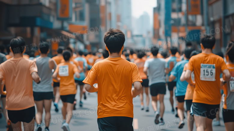 城市街道马拉松长跑体育运动人群图片