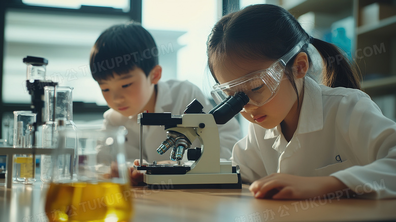孩子在做科学实验图片