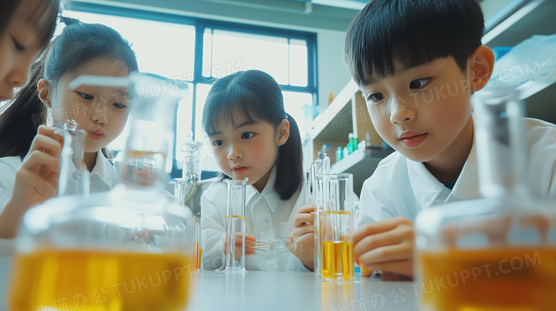 孩子在做科学实验图片