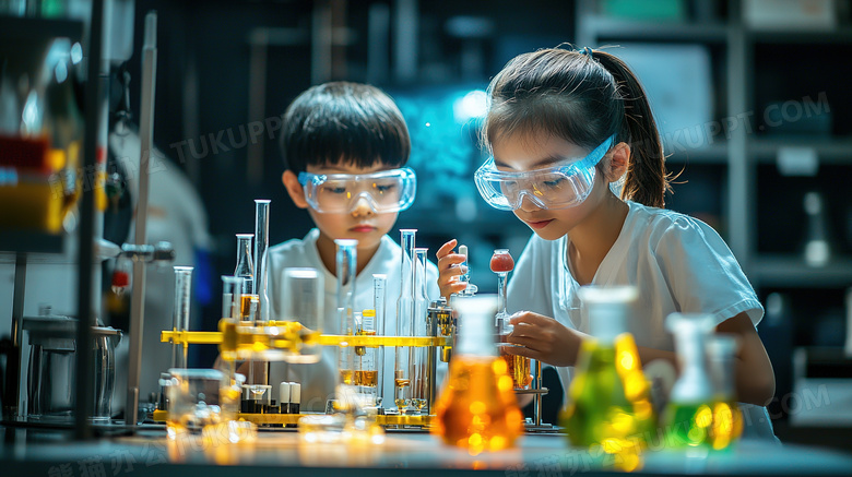 孩子在做科学实验图片