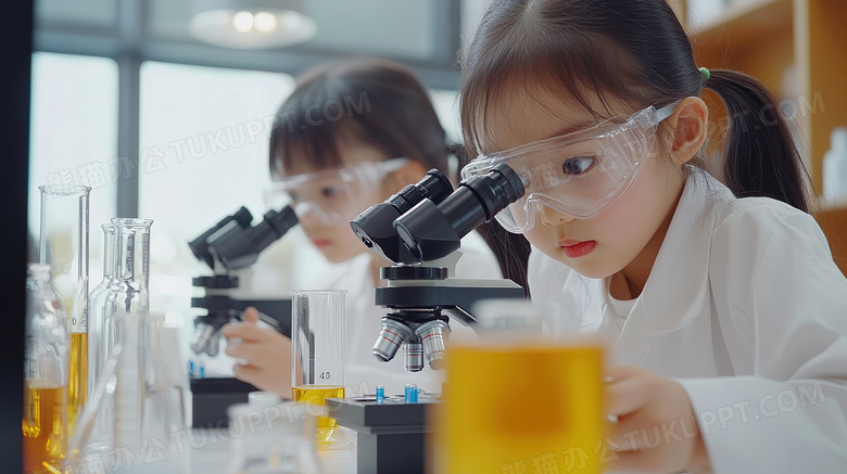 孩子在做科学实验图片